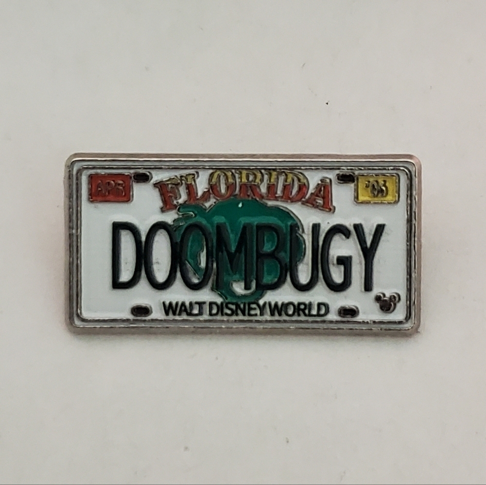 Disney Pin Trading Doombugy Florida License Plate Hidden Mickey